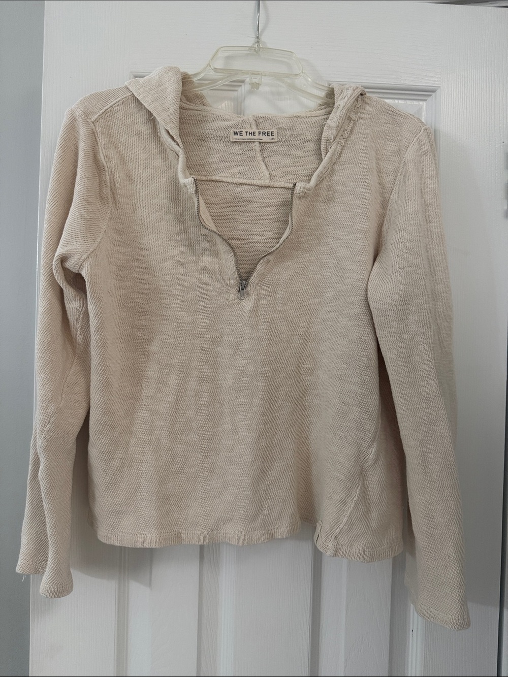 We The Free Beige Half-Zip Hoodie